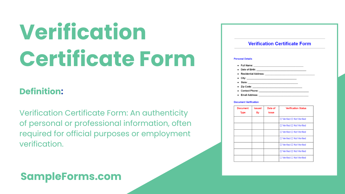 verification certificate form