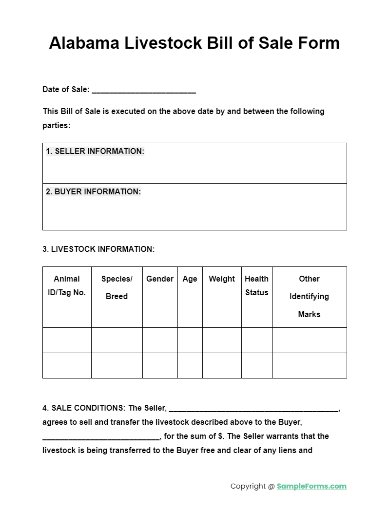 alabama livestock bill of sale form