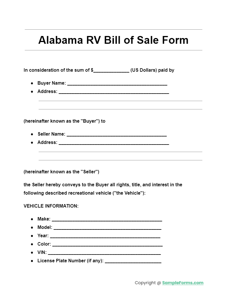 Free 33+ Alabama Bill of Sale Samples, PDF, MS Word, Google Docs