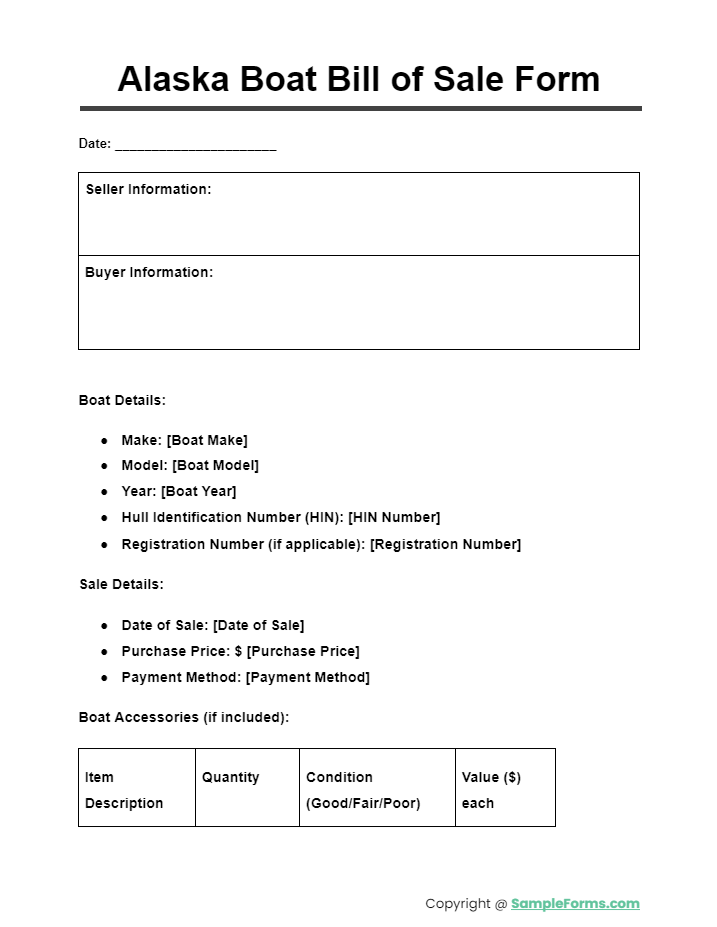 alaska boat bill of sale form