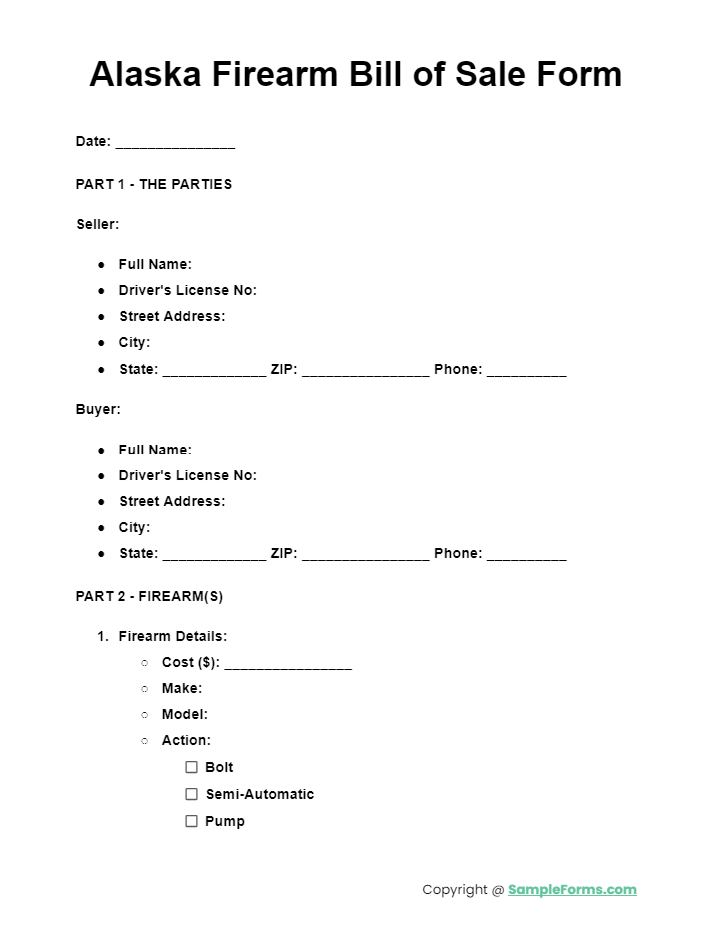 alaska firearm bill of sale form