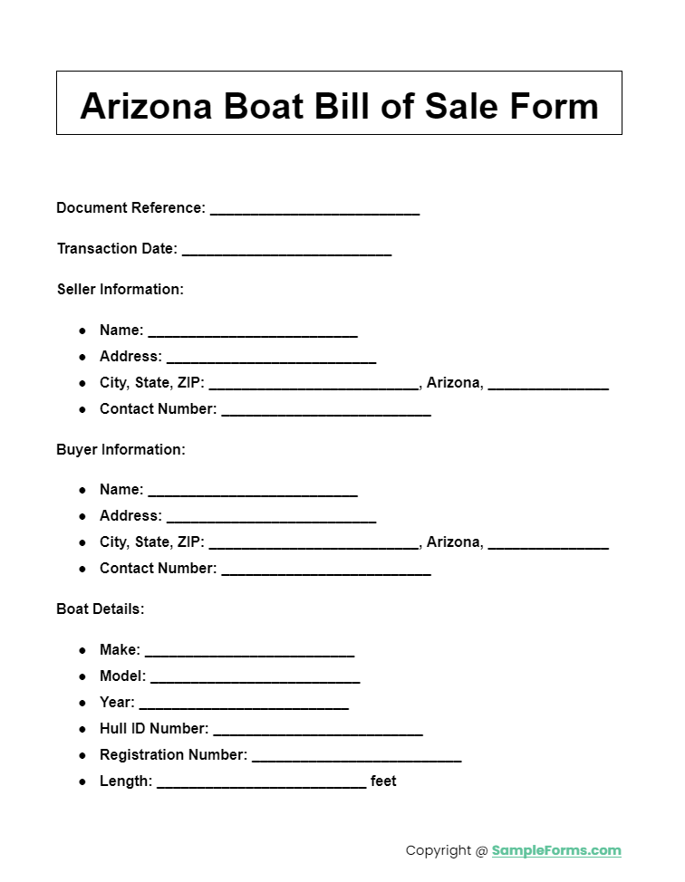 arizona boat bill of sale form