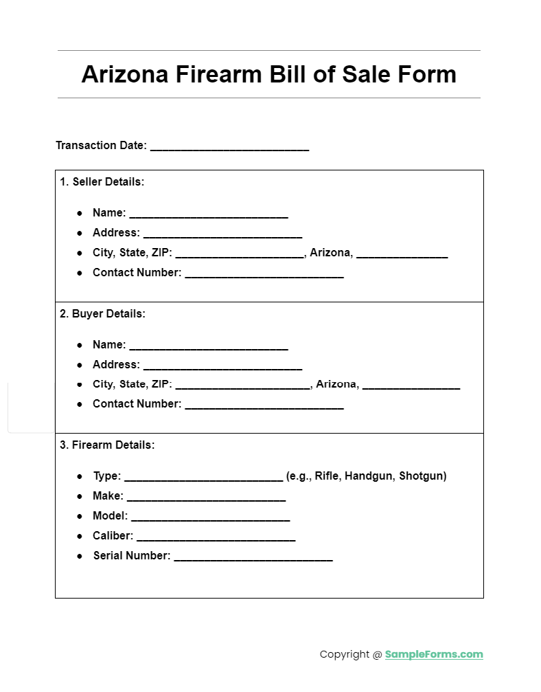 arizona firearm bill of sale form