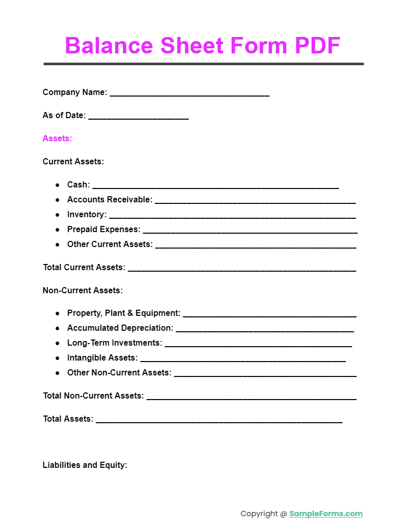balance sheet form pdf