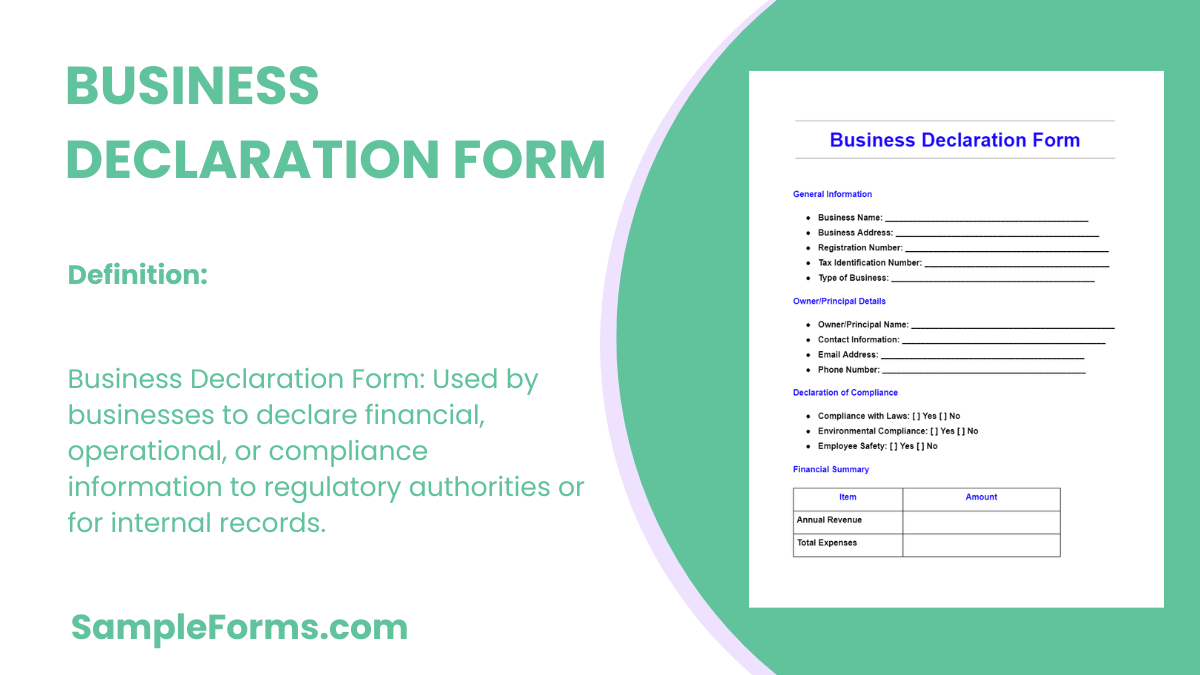 business declaration form
