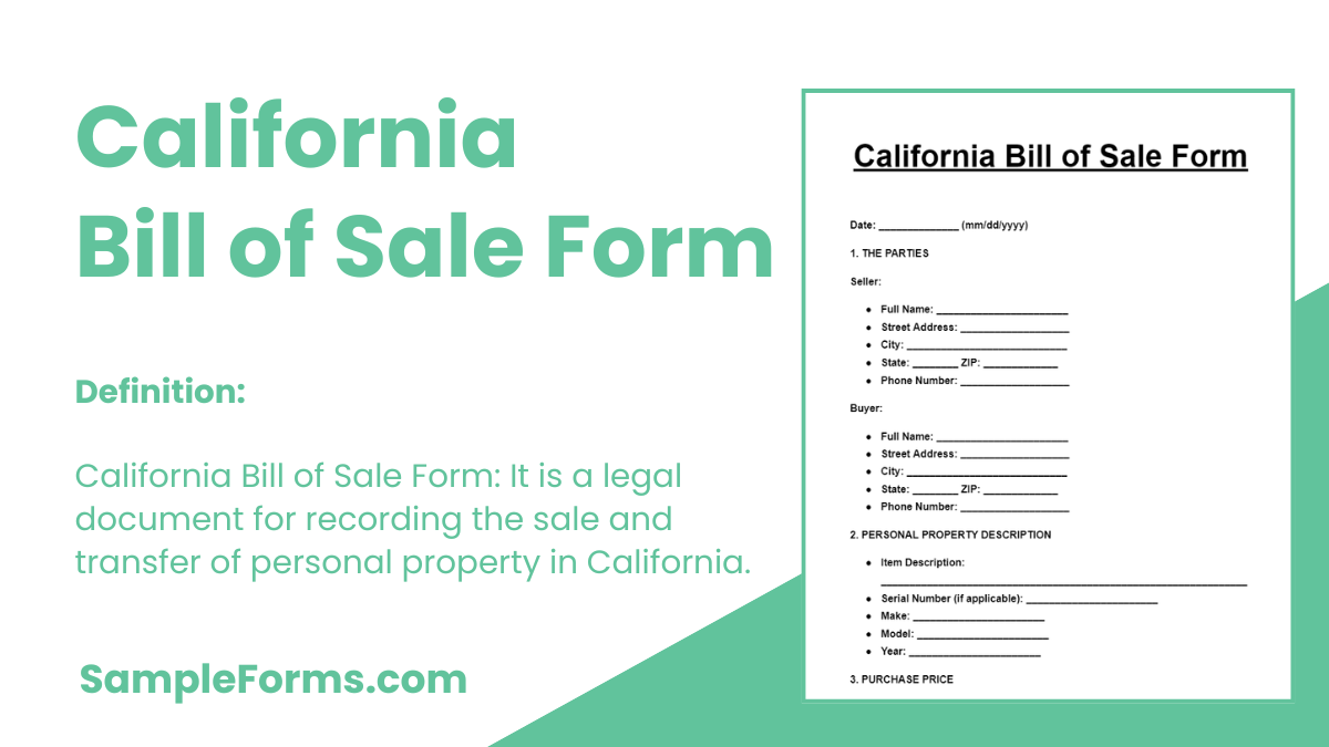 california bill of sale form