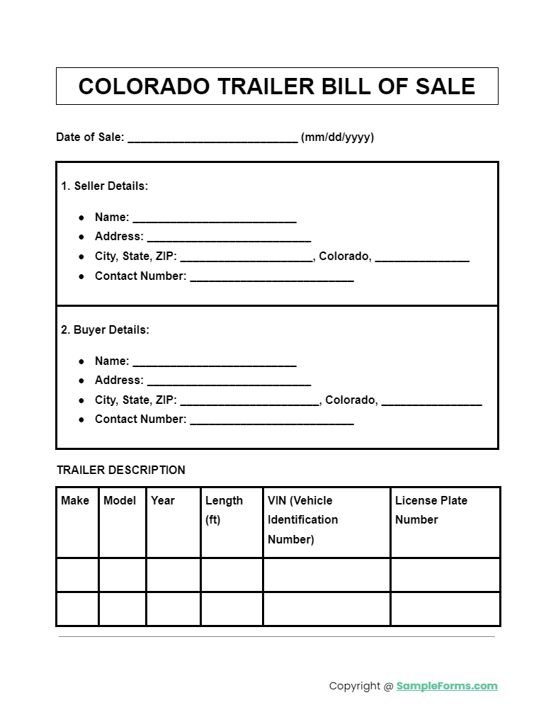 FREE 33+ Colorado Bill of Sale Form Samples, PDF, MS Word, Google Docs