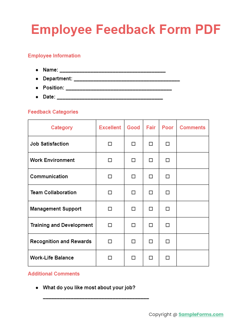 employee feedback form pdf