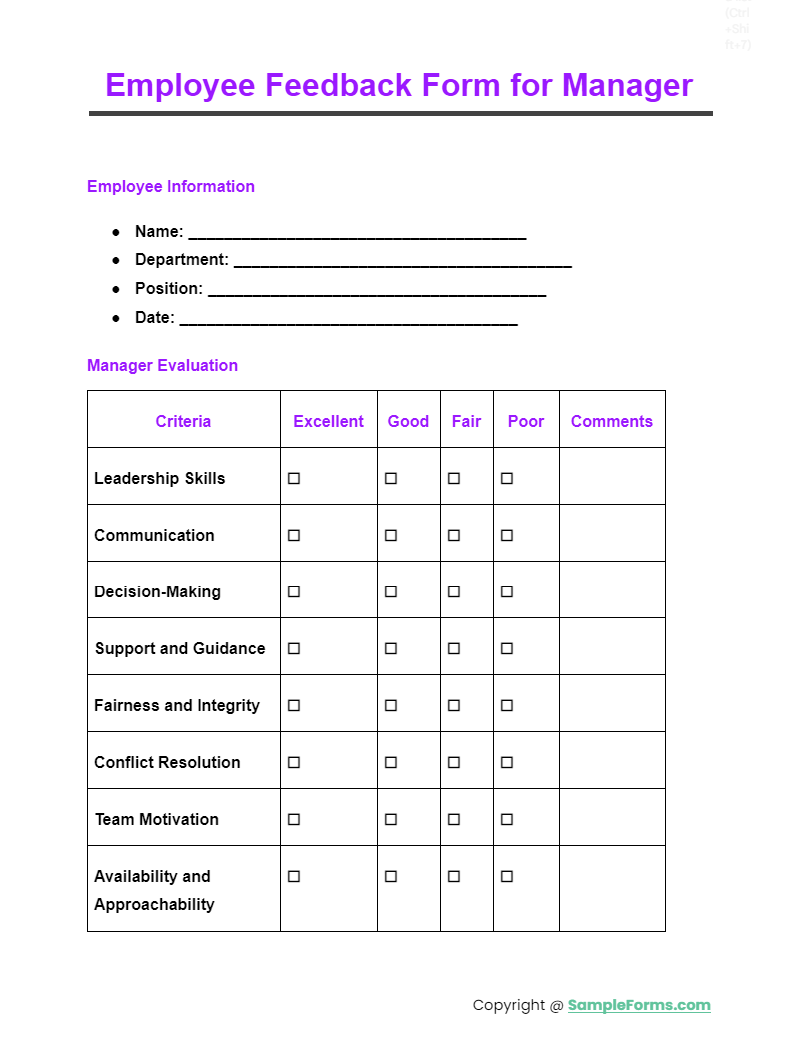 FREE 12+ Employee Feedback Form Samples, PDF, MS Word, Google Docs, Excel