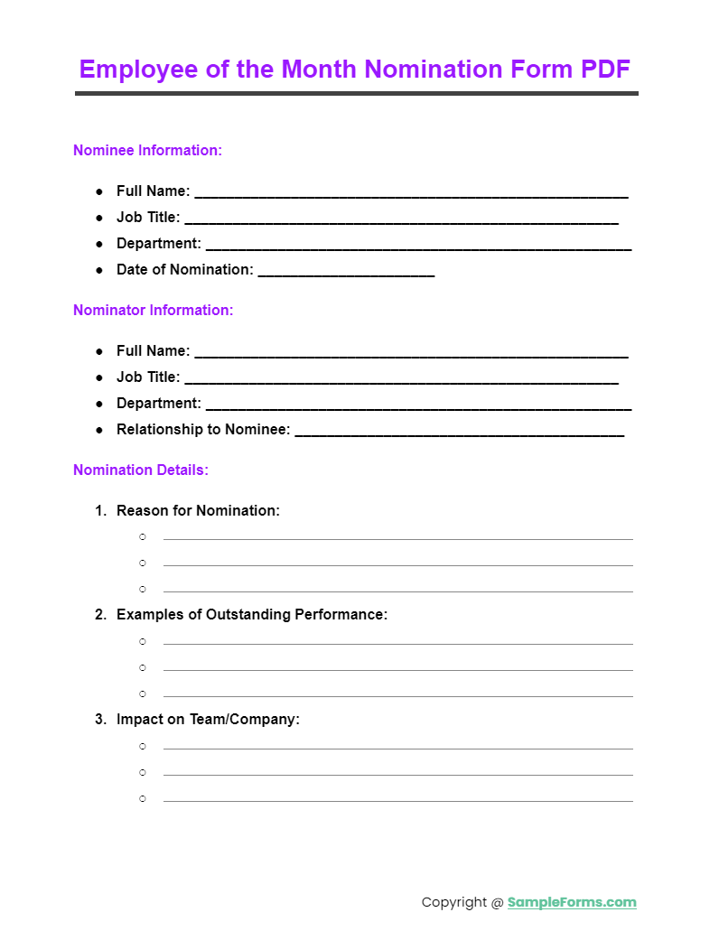 employee of the month nomination form pdf
