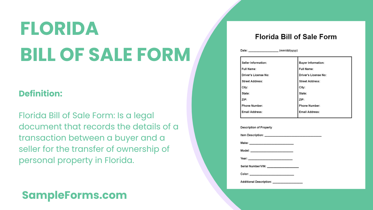 florida bill of sale form