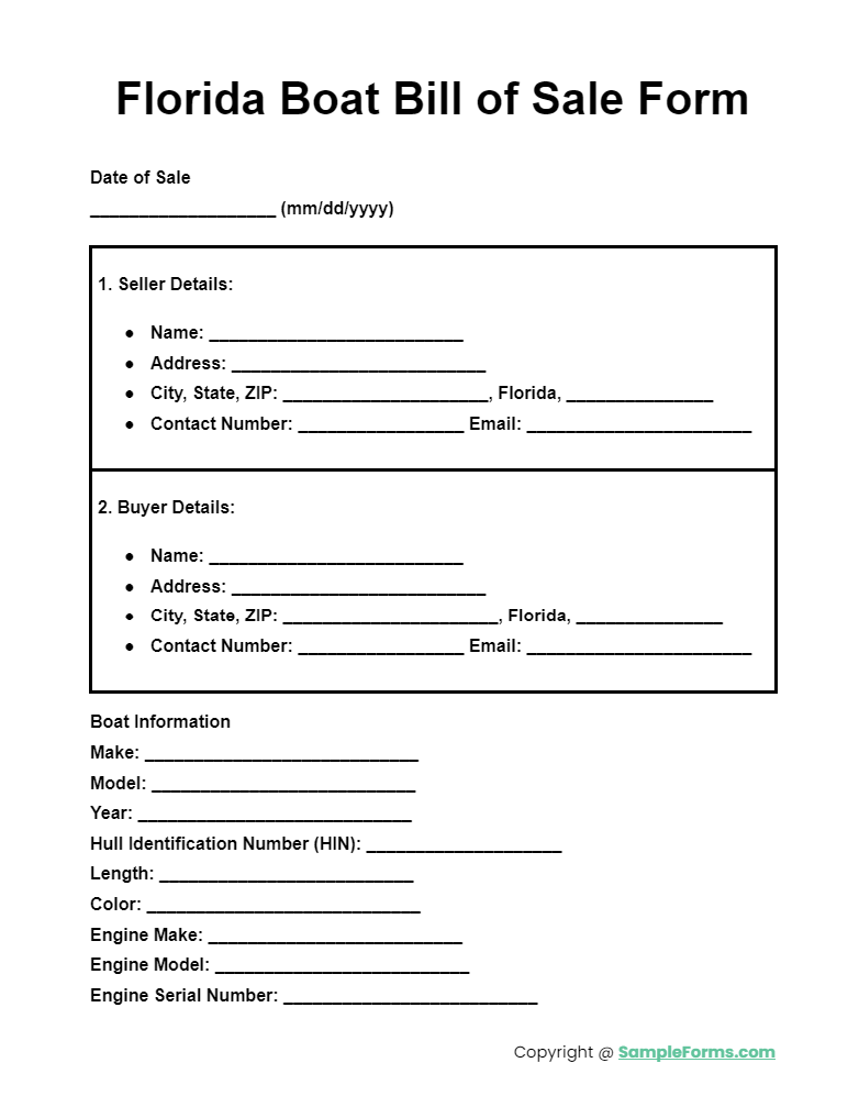 florida boat bill of sale form