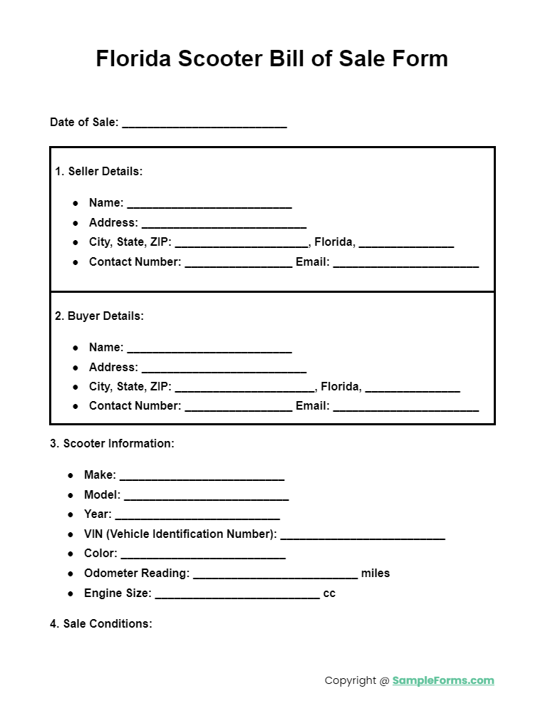 florida scooter bill of sale form