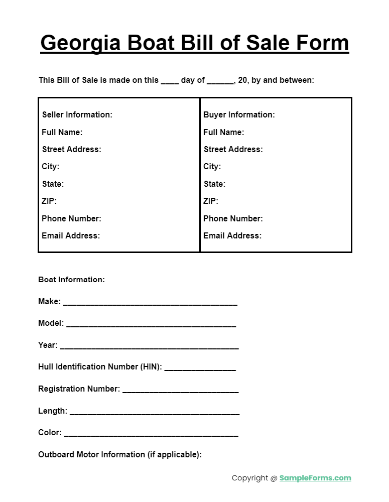 Free 33 georgia bill of sale form samples pdf ms word google docs