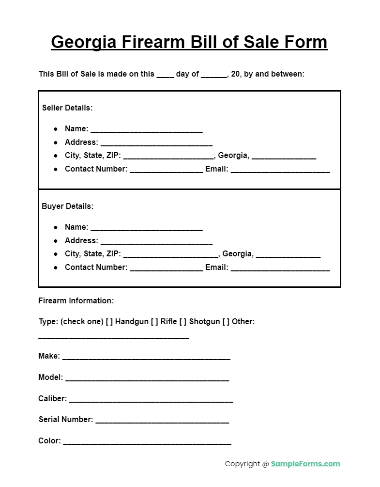 georgia firearm bill of sale form