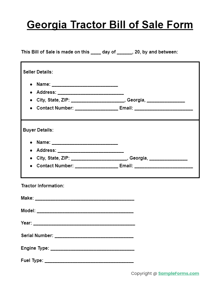 georgia tractor bill of sale form