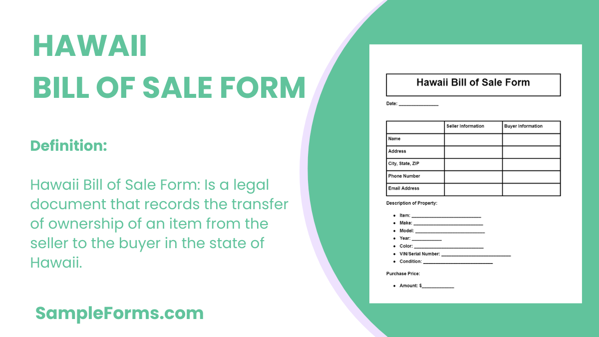 hawaii bill of sale form