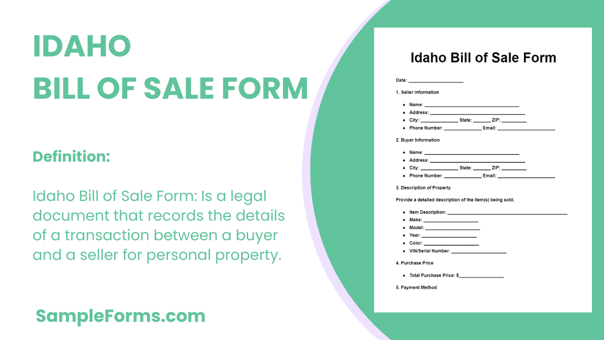 idaho bill of sale form