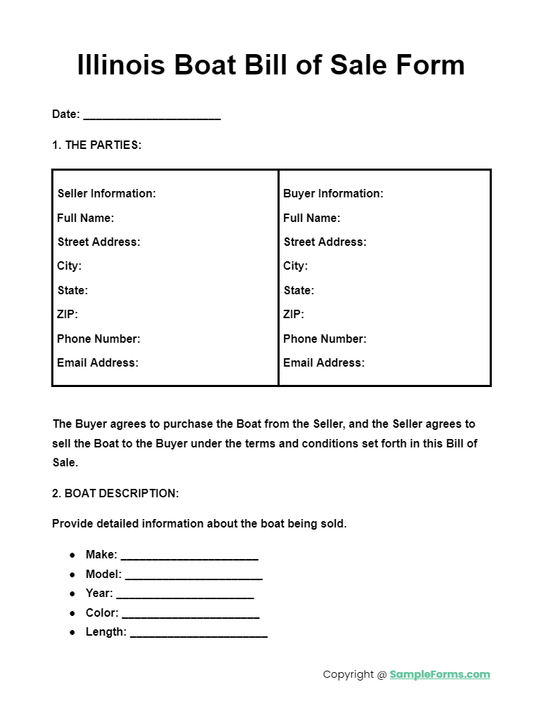 illinois boat bill of sale form