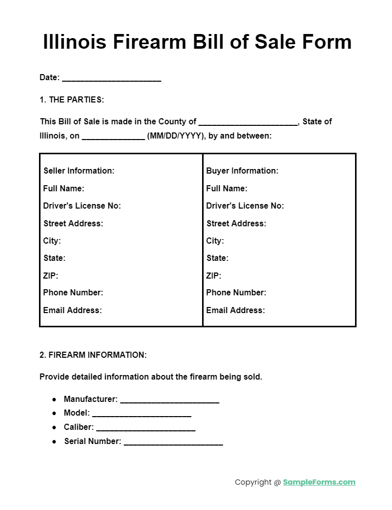 illinois firearm bill of sale form