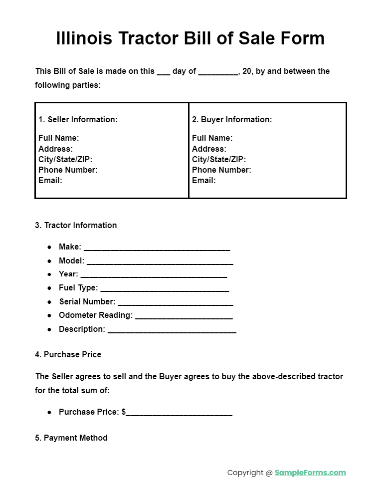 illinois tractor bill of sale form