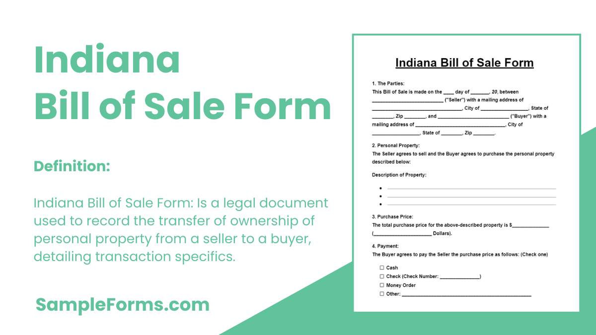 indiana bill of sale form