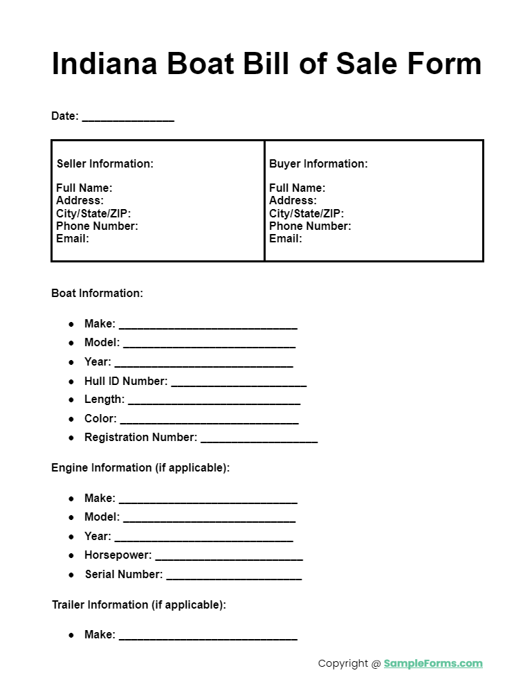 indiana boat bill of sale form