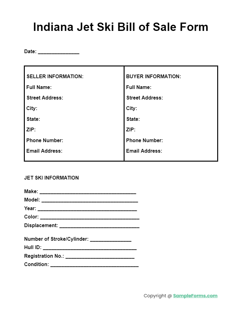 indiana jet ski bill of sale form