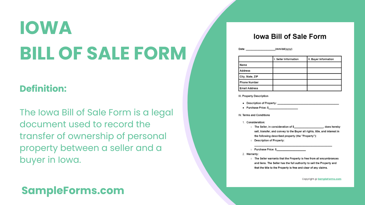 iowa bill of sale form