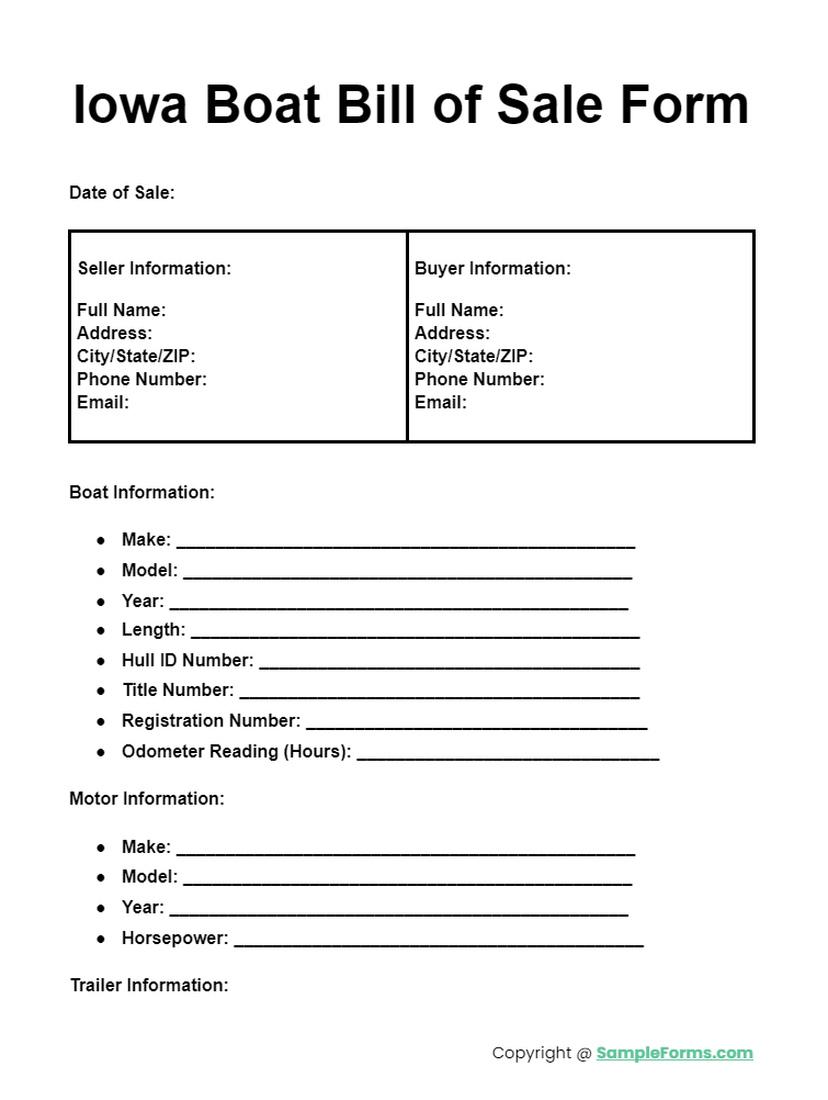 iowa boat bill of sale form