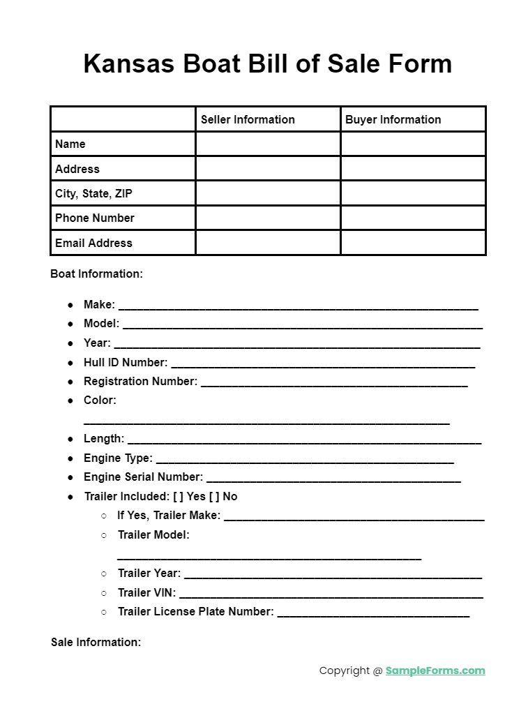 kansas boat bill of sale form