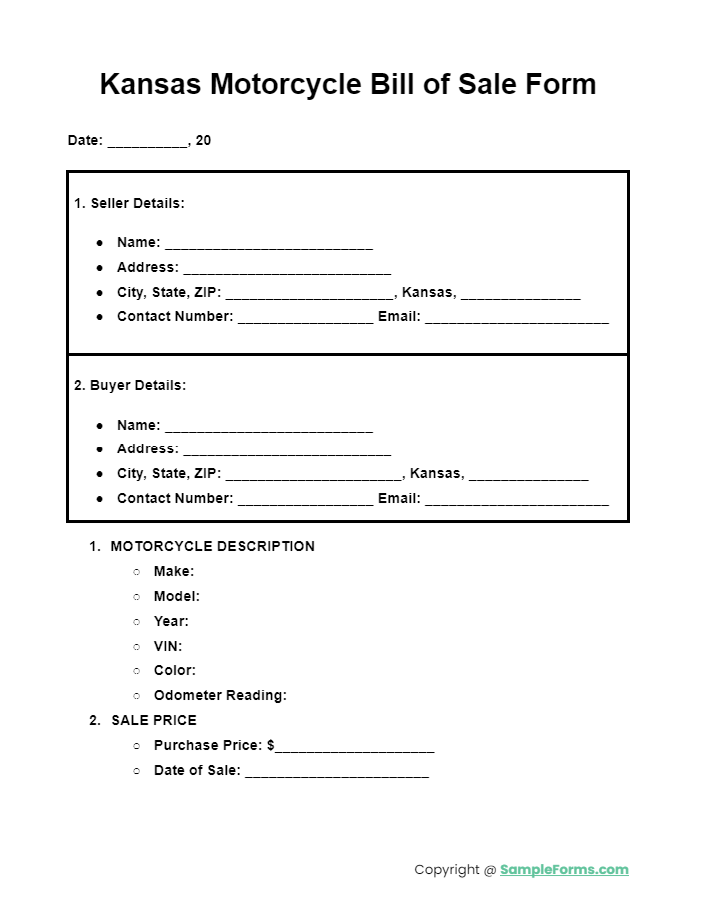 Free 33 kansas bill of sale form pdf ms word google docs