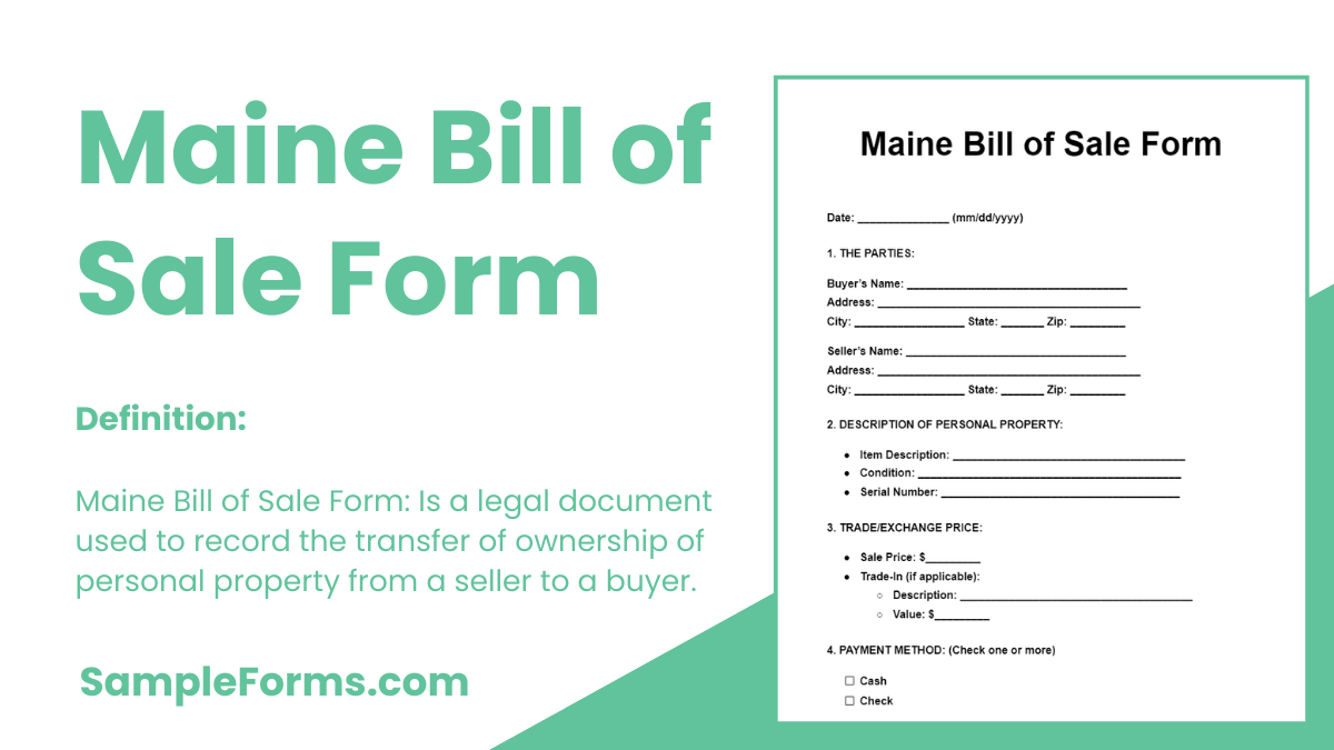 maine bill of sale form