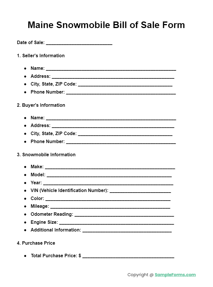 maine snowmobile bill of sale form