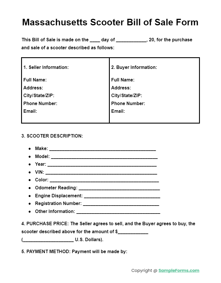 massachusetts scooter bill of sale form