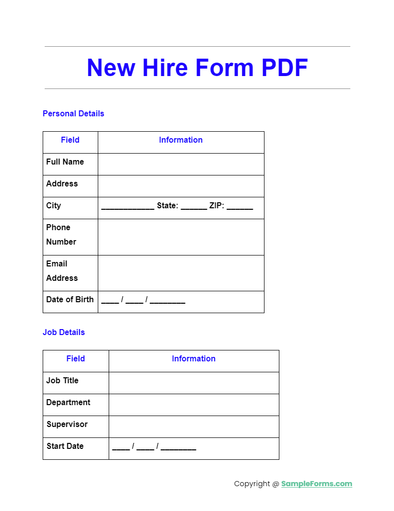 new hire form pdf
