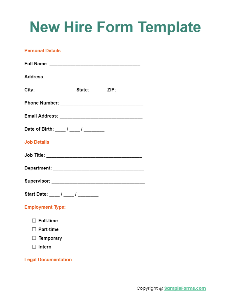 new hire form template