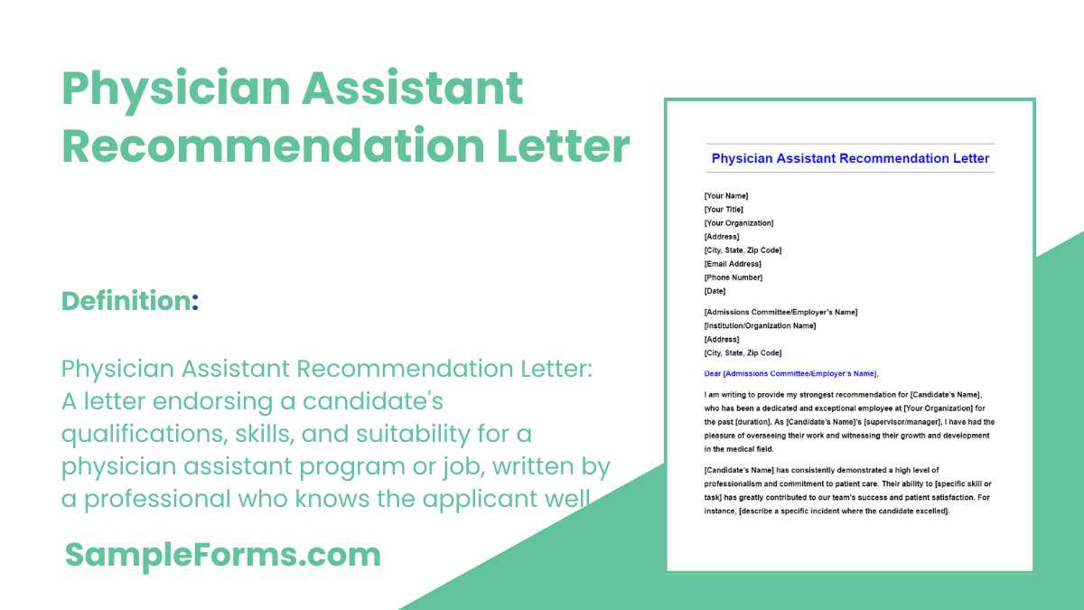 physician assistant recommendation letter