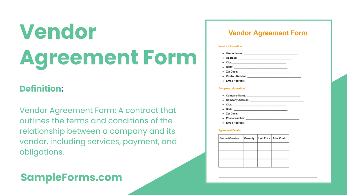 vendor agreement form