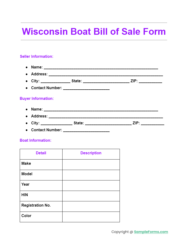 wisconsin boat bill of sale form