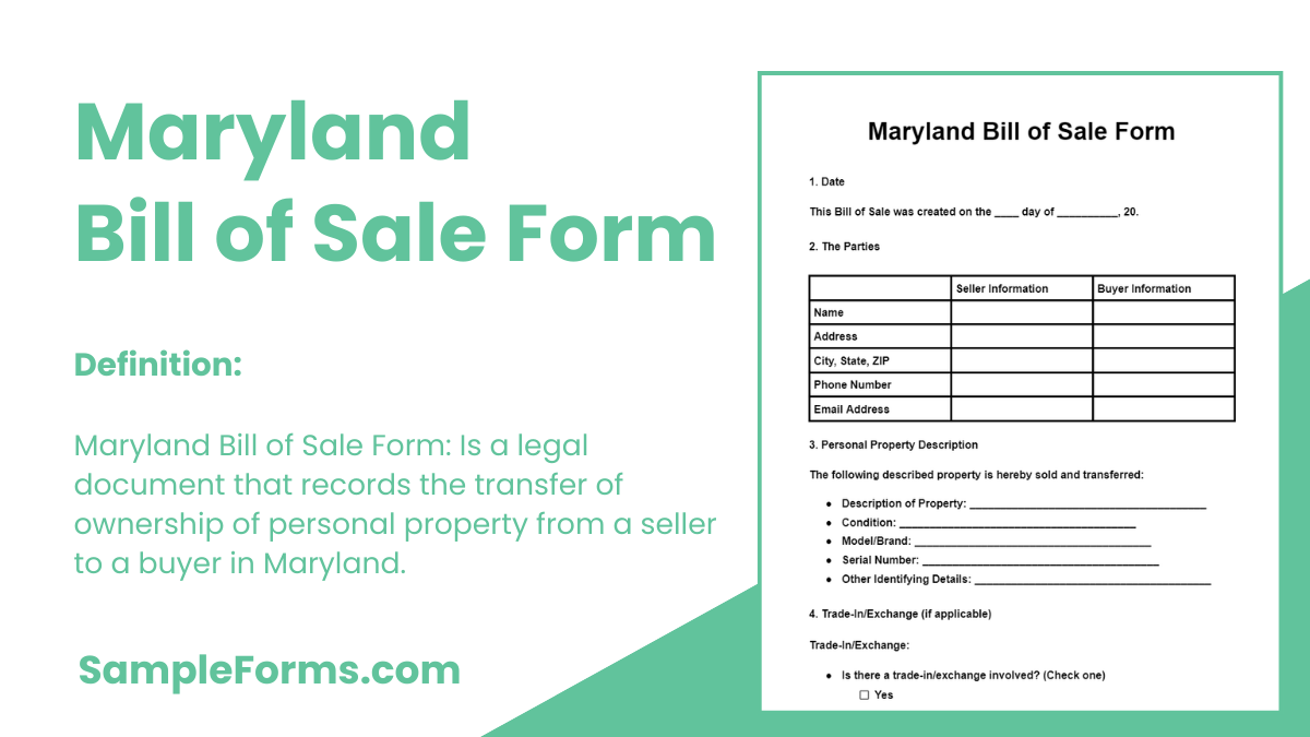 maryland bill of sale form