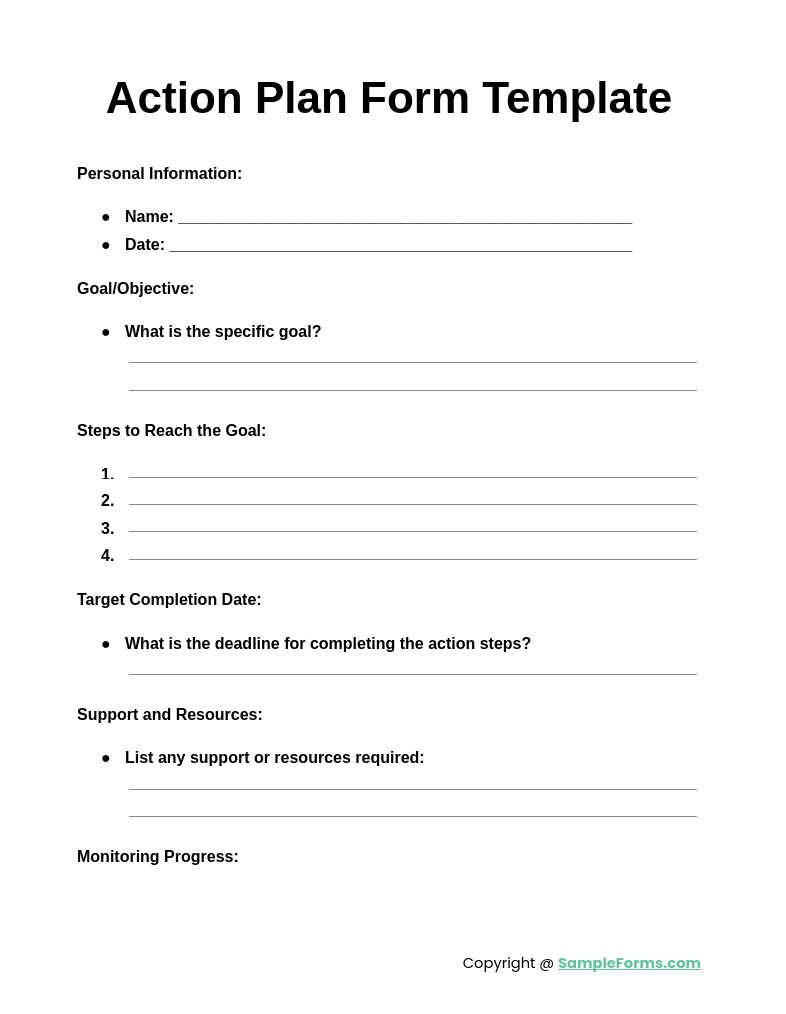 action plan form template