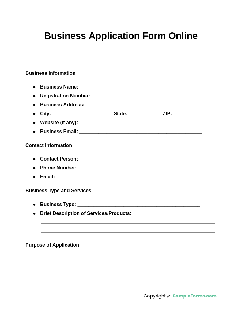 business application form online