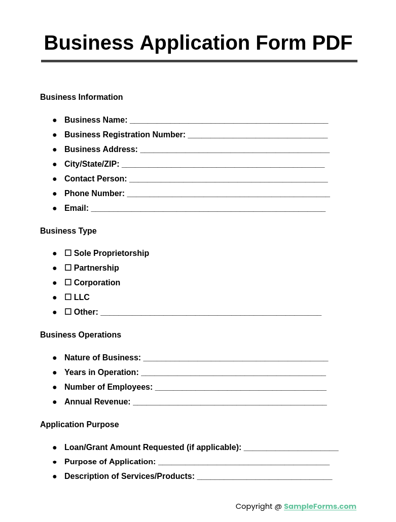 business application form pdf