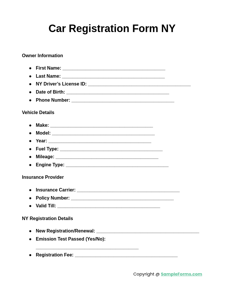 car registration form ny