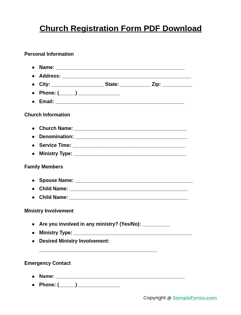 church registration form pdf download