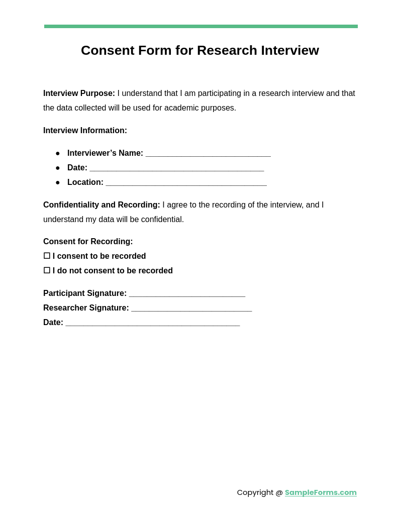 consent form for research interview