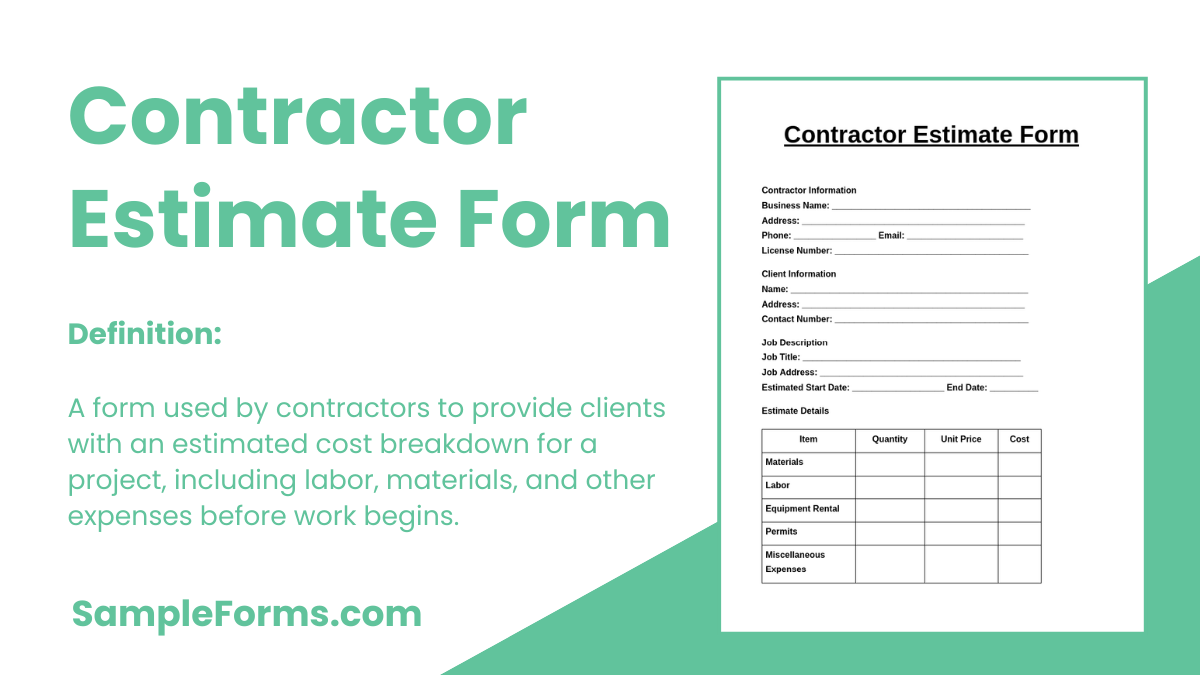 contractor estimate form