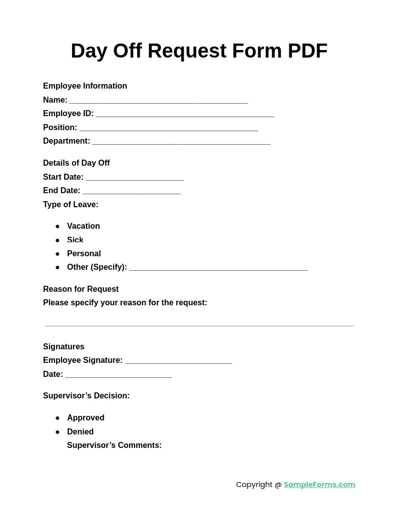 day off request form pdf