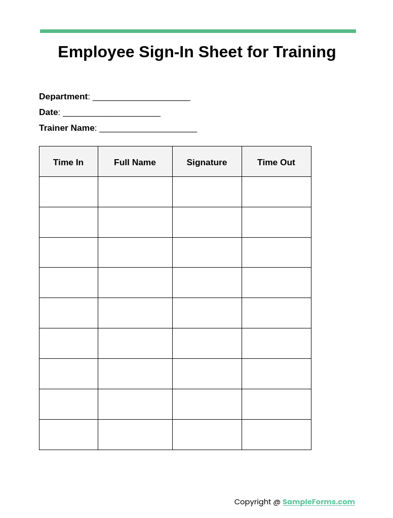 FREE 15+ Employee Sign-In Sheet Samples, PDF, MS Word, Google Docs, Excel